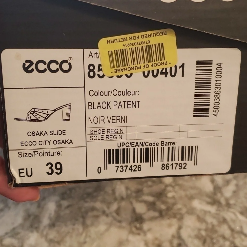 Ecco slide sandal style Osaka Black Patent